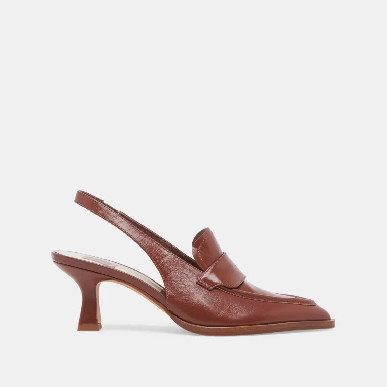 Dolce Vita Heels^ADELE HEELS BROWN CRINKLE PATENT LEATHER