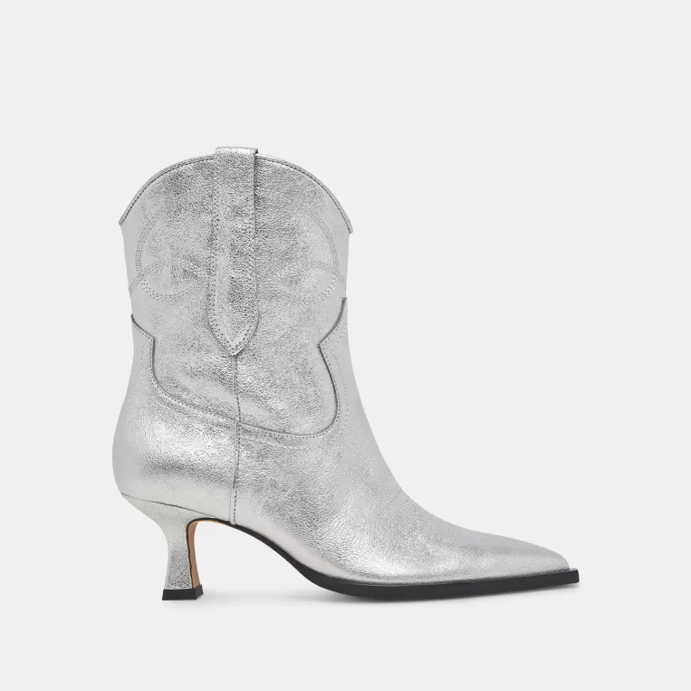 Dolce Vita Western Inspired^ANGEL BOOTIES SILVER METALLIC LEATHER