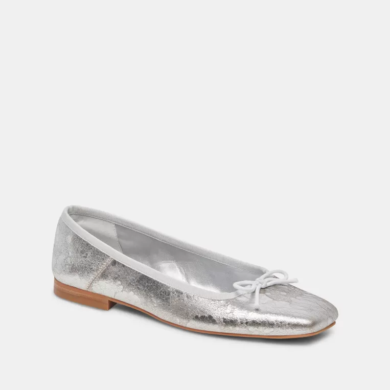 Dolce Vita Make It Metallic | Ballet Flats^ANISA WIDE BALLET FLATS SILVER DISTRESSED LEATHER