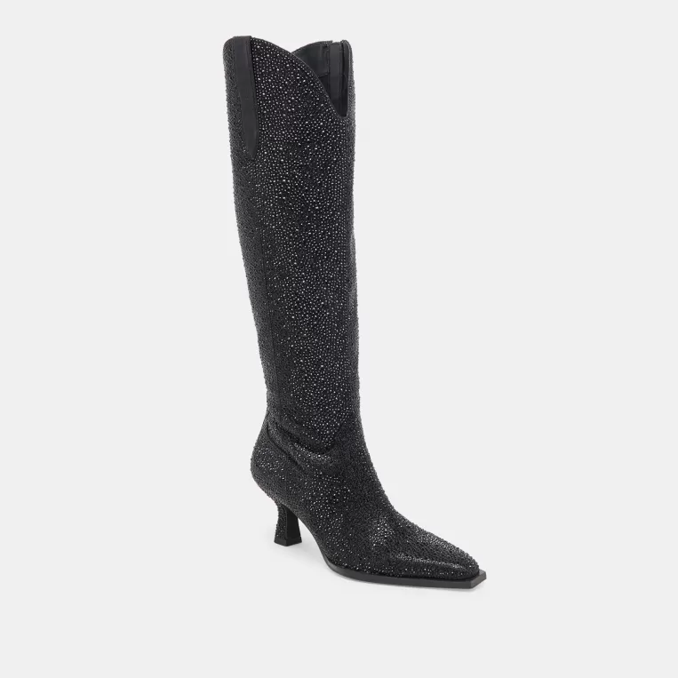 Dolce Vita Make It Metallic | Western Inspired^ARIANA CRYSTAL WIDE CALF BOOTS BLACK METALLIC CRYSTAL