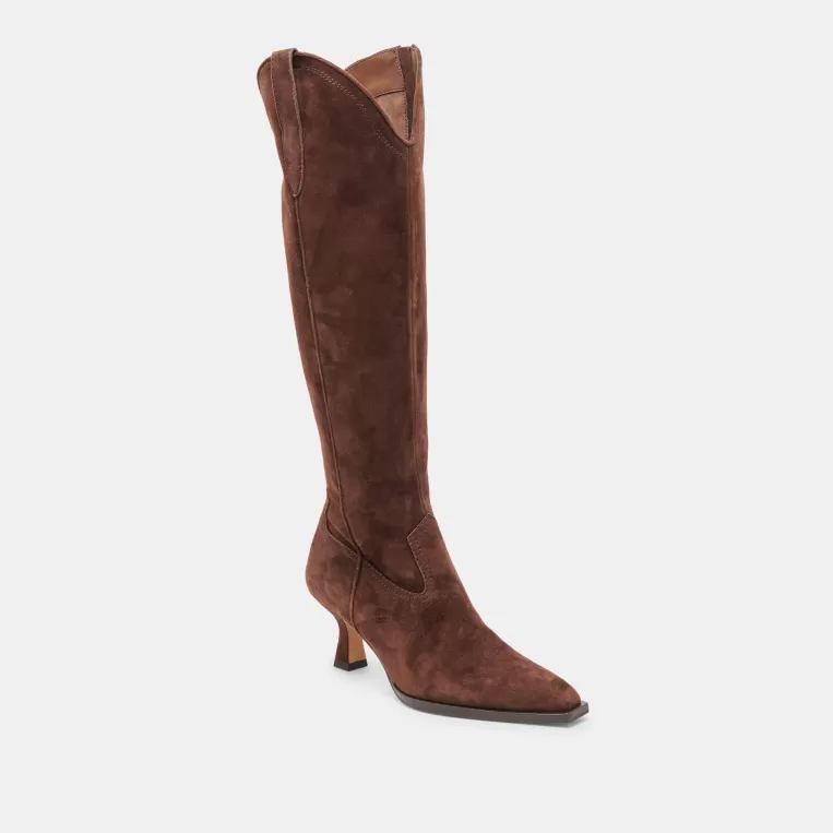 Dolce Vita Western Inspired | Tall Boots^ARIANA WIDE CALF BOOTS DK BROWN SUEDE