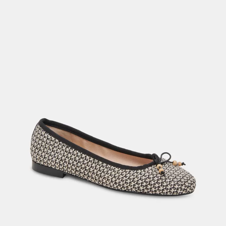 Dolce Vita Ballet Flats | Flats & Loafers^CACY BALLET FLATS WHITE BLACK RAFFIA