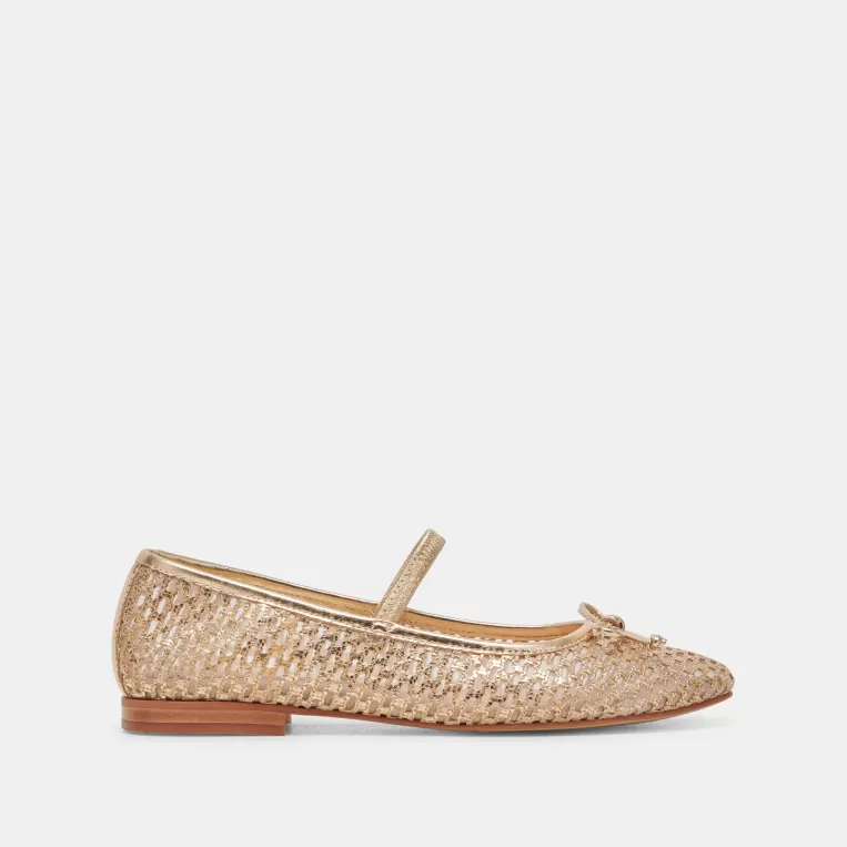 Dolce Vita Mary Janes | Ballet Flats^CARIN RAFFIA BALLET FLATS GOLD RAFFIA