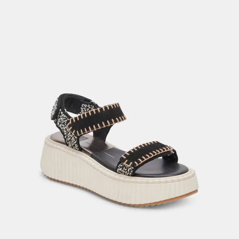 Dolce Vita Sandals^DEBRA SANDALS BLACK WHITE NUBUCK