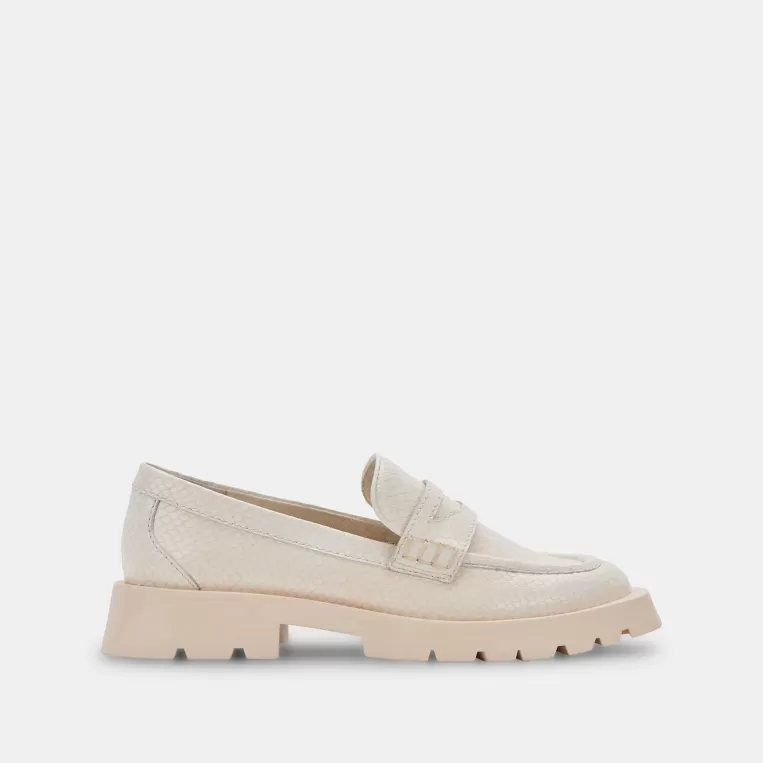 Dolce Vita Wide Widths^ELIAS WIDE FLATS IVORY EMBOSSED LEATHER