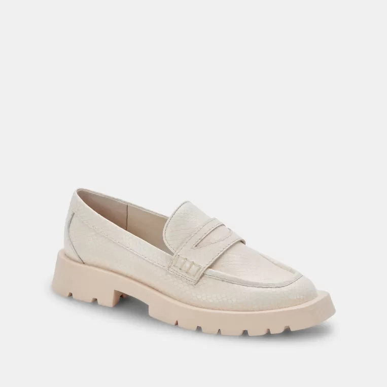 Dolce Vita Wide Widths^ELIAS WIDE FLATS IVORY EMBOSSED LEATHER