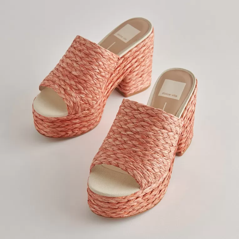 Dolce Vita Wedges^ELORA HEELS ORANGE RAFFIA