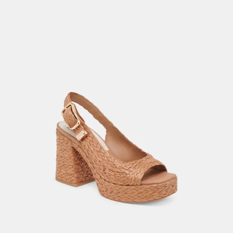 Dolce Vita Heels^FLORES HEELS COGNAC RAFFIA