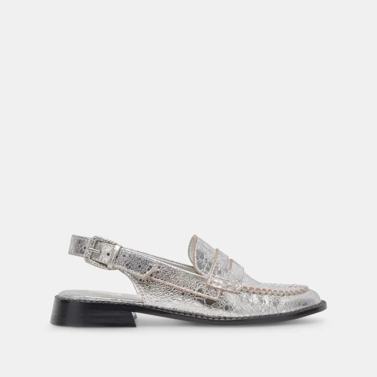 Dolce Vita Flats & Loafers^HARDI LOAFERS SILVER CRACKLED LEATHER