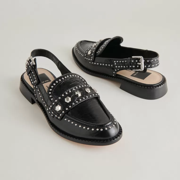 Dolce Vita Flats & Loafers^HARDI STUD LOAFERS MIDNIGHT CRINKLE PATENT