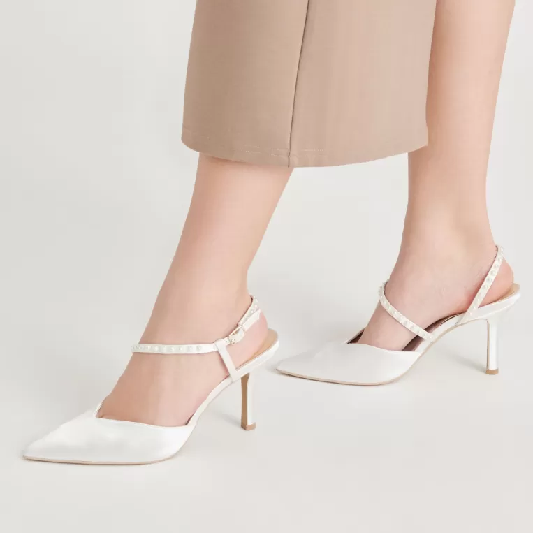 Dolce Vita Heels^KAMRA PEARL HEELS TRUE WHITE SATIN