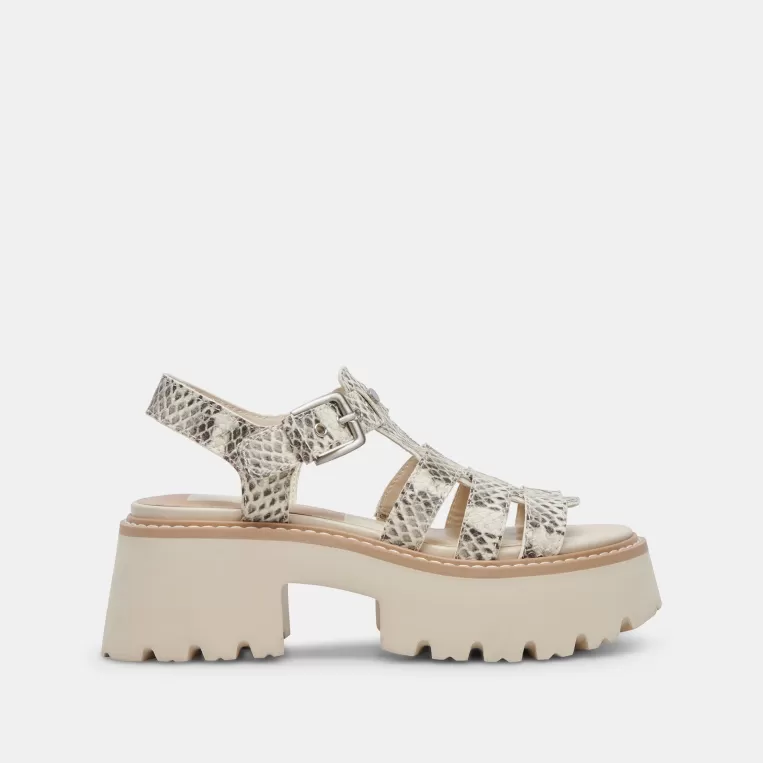 Dolce Vita Sandals^LATICE SANDALS GREY WHITE EMBOSSED LEATHER