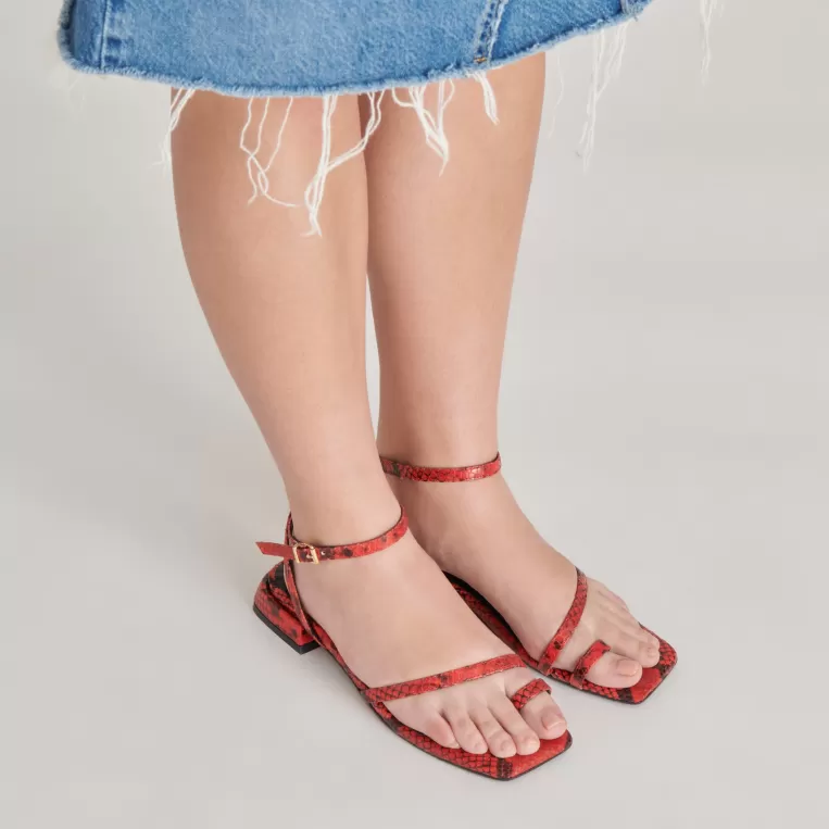 Dolce Vita Sandals^LEXI SANDALS RED SNAKE EMBOSSED