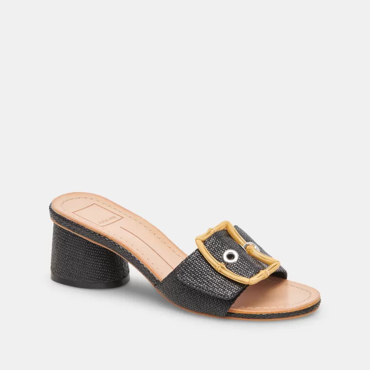 Dolce Vita Wide Widths | Sandals^LUCEY WIDE HEELS BLACK RAFFIA