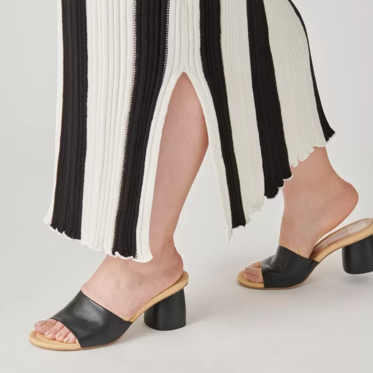 Dolce Vita Sandals | Heels^MINNY RAFFIA HEELS BLACK LEATHER