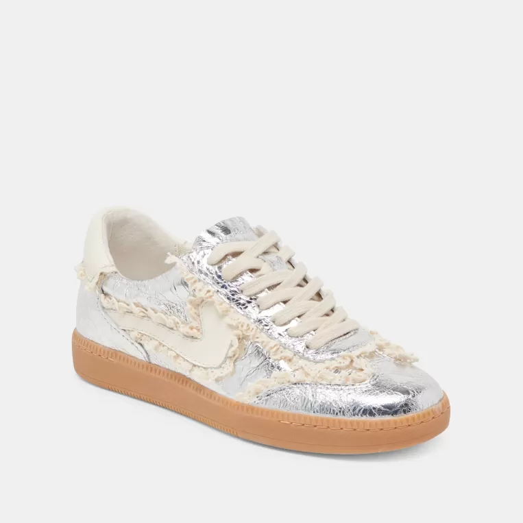 Dolce Vita Make It Metallic | Style Spotlight: Notice^NOTICE LACE SNEAKERS SILVER DISTRESSED LEATHER