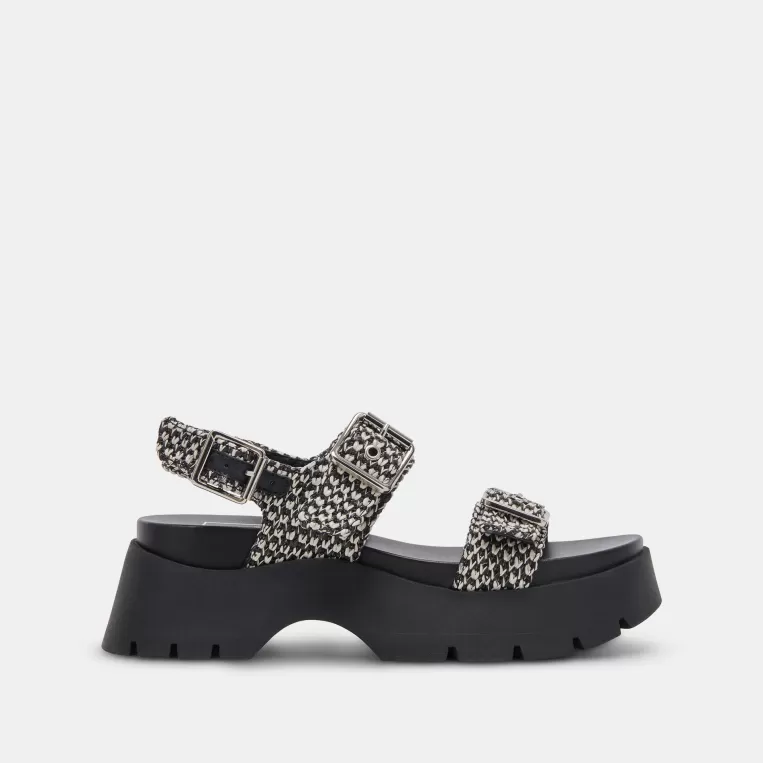 Dolce Vita Sandals^PALDA SANDALS BLACK WHITE RAFFIA