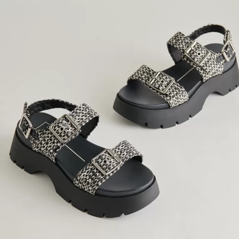 Dolce Vita Sandals^PALDA SANDALS BLACK WHITE RAFFIA