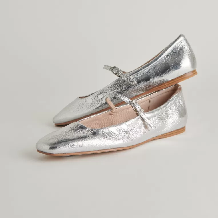 Dolce Vita Mary Janes | Make It Metallic^REYES BALLET FLATS SILVER DISTRESSED LEATHER