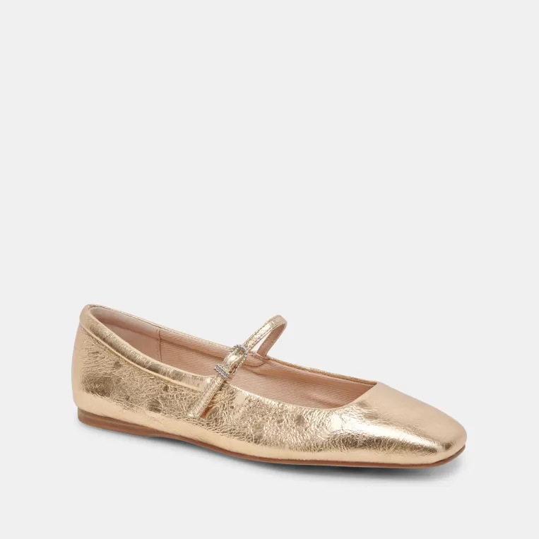 Dolce Vita Mary Janes | Make It Metallic^REYES WIDE BALLET FLATS GOLD DISTRESSED LEATHER