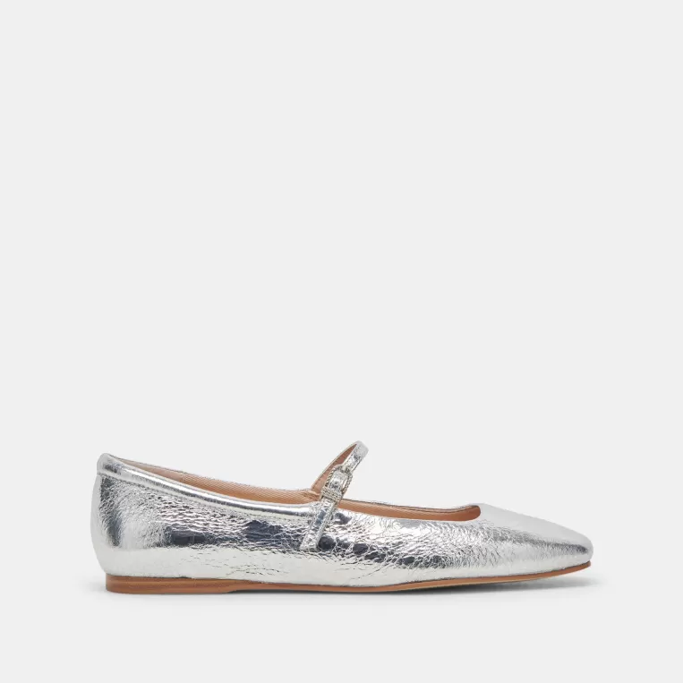 Dolce Vita Mary Janes | Make It Metallic^REYES WIDE BALLET FLATS SILVER DISTRESSED LEATHER