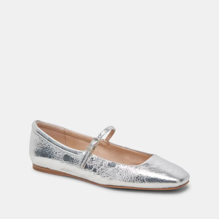 Dolce Vita Mary Janes | Make It Metallic^REYES WIDE BALLET FLATS SILVER DISTRESSED LEATHER