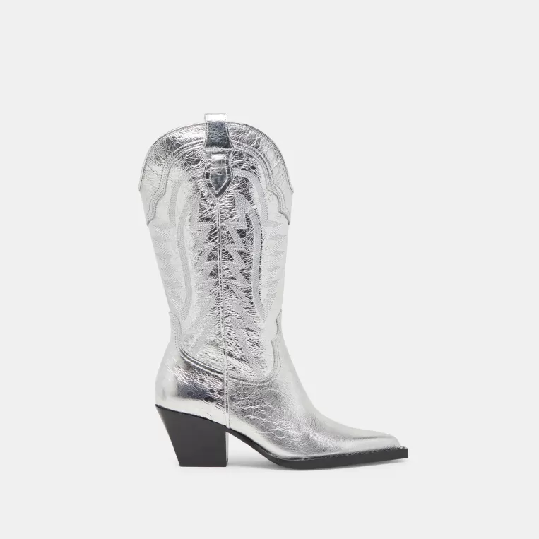 Dolce Vita Make It Metallic | Western Inspired^RYLAND EXTRA WIDE CALF BOOTS SILVER DISTRESSED LEATHER