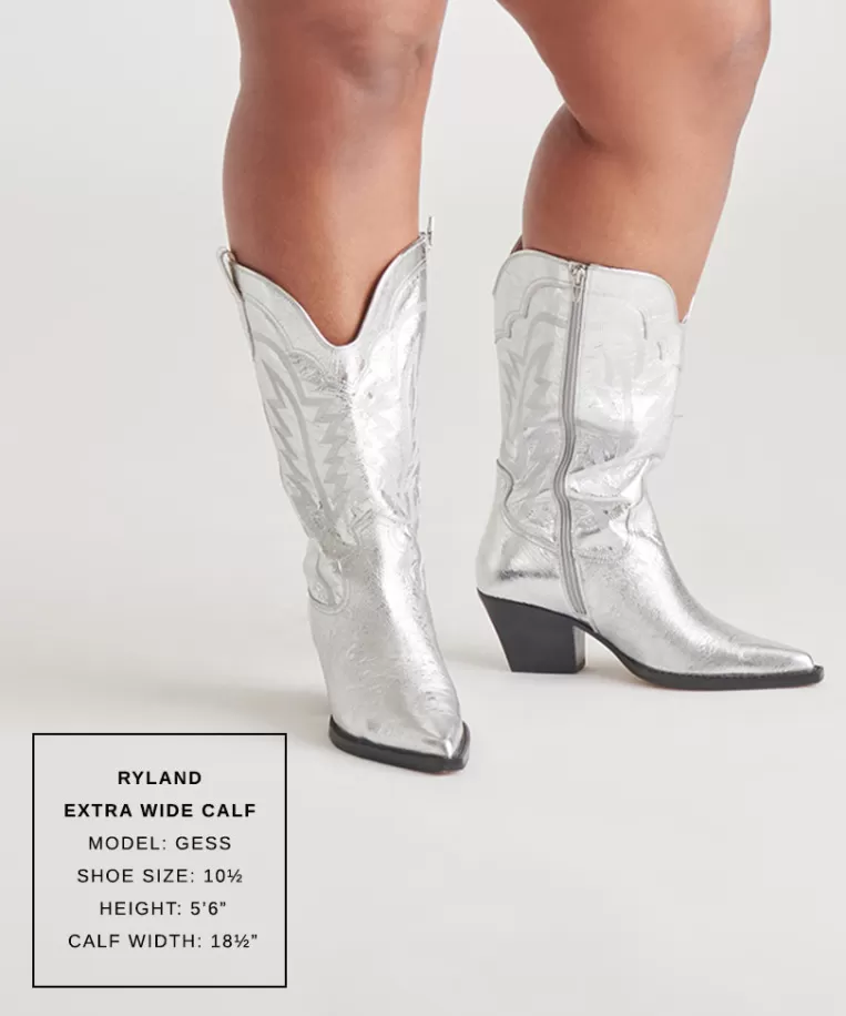 Dolce Vita Make It Metallic | Western Inspired^RYLAND EXTRA WIDE CALF BOOTS SILVER DISTRESSED LEATHER