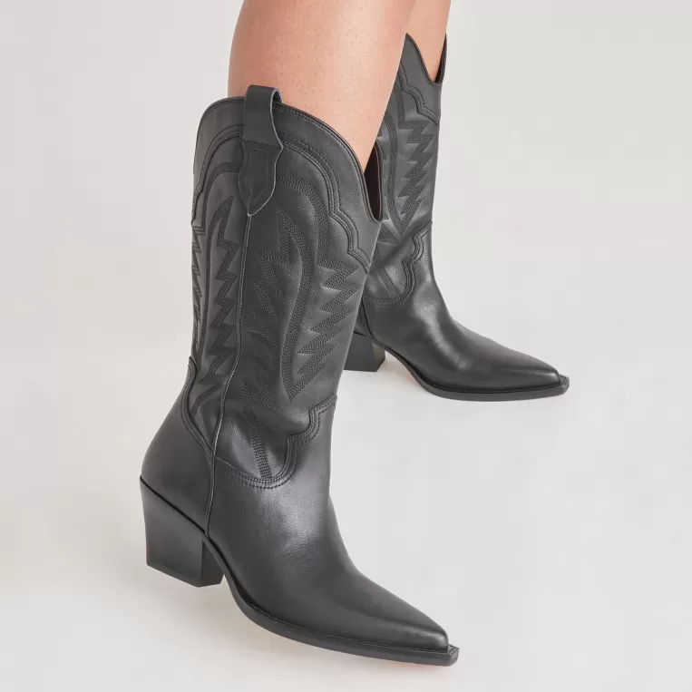 Dolce Vita Western Inspired | Wide Calf^RYLAND WIDE CALF BOOTS BLACK LEATHER