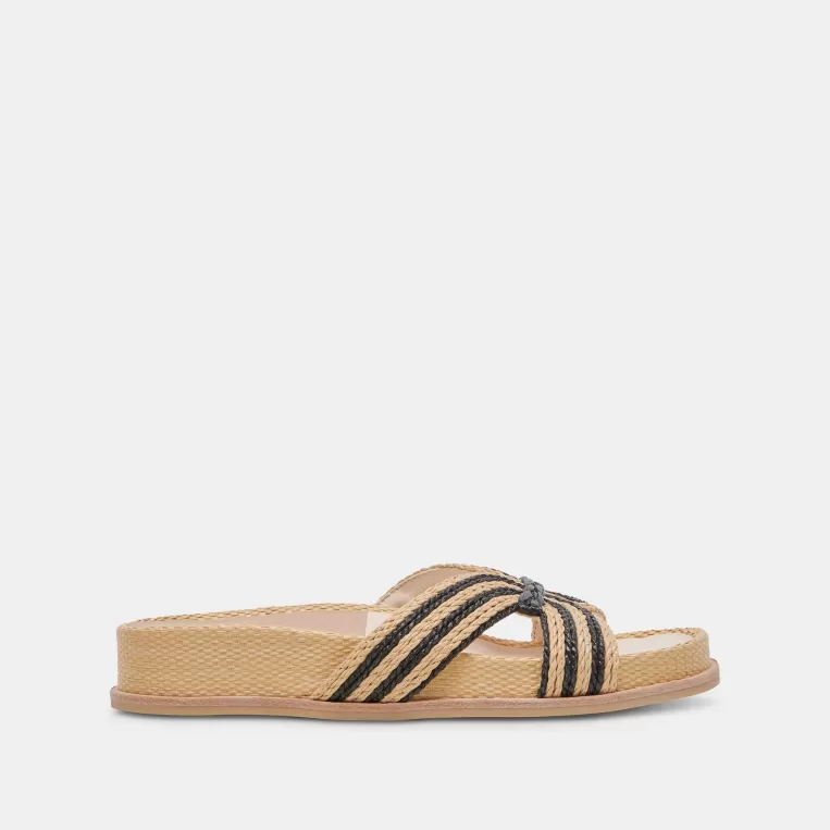 Dolce Vita Sandals^SELDA SANDALS NATURAL BLACK RAFFIA