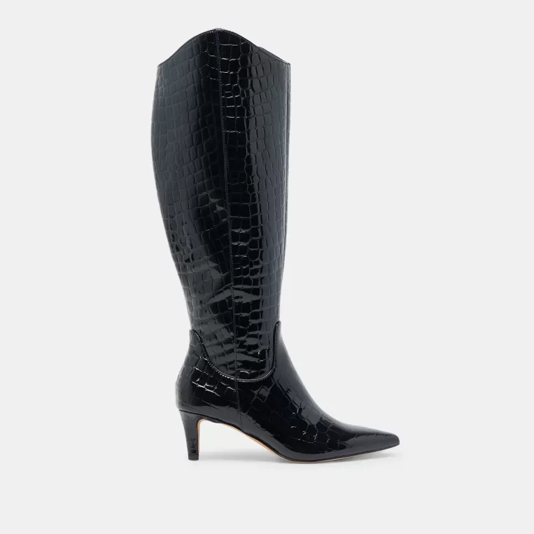 Dolce Vita Tall Boots | Wide Calf^SHILAH WIDE CALF BOOTS NOIR EMBOSSED LEATHER