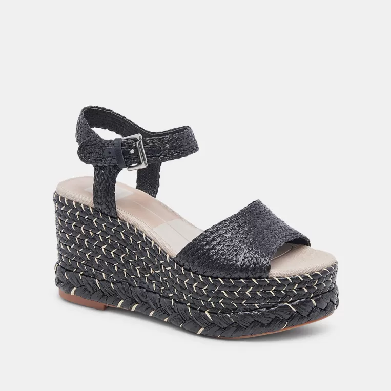 Dolce Vita Wedges | Sandals^TIAGO WEDGES BLACK RAFFIA