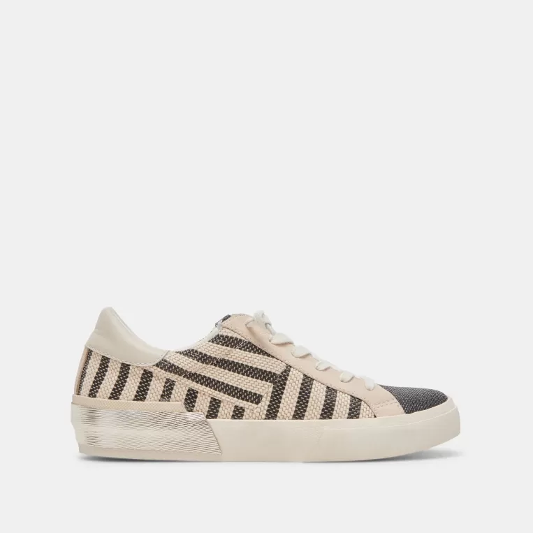 Dolce Vita Sneakers^ZINA PATCH SNEAKERS BLACK BEIGE RAFFIA