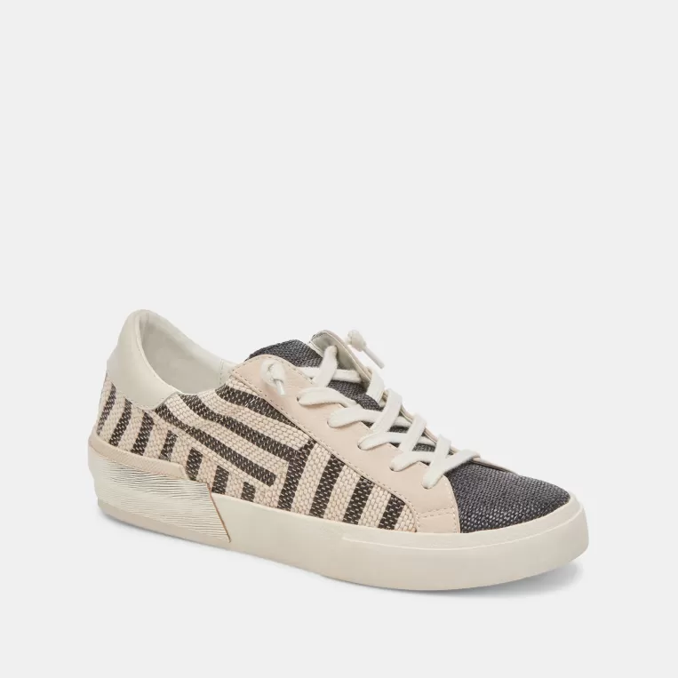 Dolce Vita Sneakers^ZINA PATCH SNEAKERS BLACK BEIGE RAFFIA